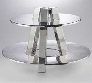 American Metalcraft Round 2 Tier Stand, Hammered, Stainless