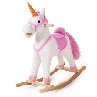 Happy Trails Bella The Rocking Unicorn (WhiteAge Two (2) to five (5) yearsWeight limit 70 poundsDimensions 30 inches long x 11 inches wide x 29 inches highWeight 6 pounds )