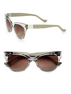 The Row Cats Eye Leather & Acetate Sunglasses/Grey   Clear Grey Beige