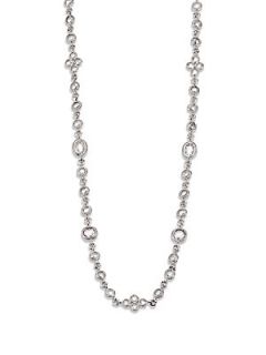 Faceted Double Wrap Necklace/Rhodium Plated   Silver