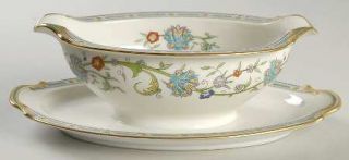 Noritake Cyril Gravy Boat with Attached Underplate, Fine China Dinnerware   Flow