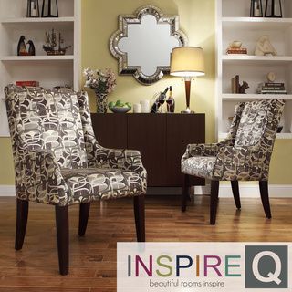 Inspire Q Kiefer Fun Geometric Print Sloped Arm Hostess Chair