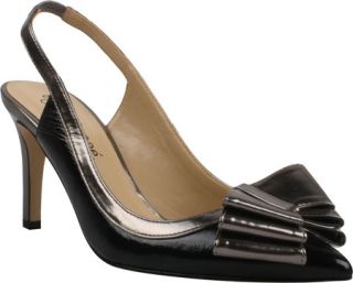 Womens J. Renee Marva   Black/Nickel Crinkle Patent Ornamented Shoes