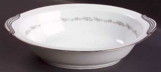 Noritake Crestmont 10 Oval Vegetable Bowl, Fine China Dinnerware   Gray Scroll