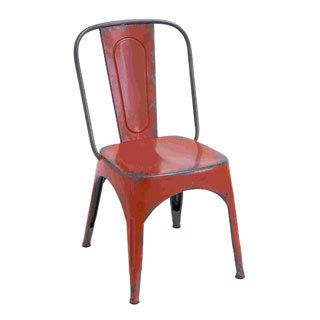 Distressed Red Metal Chair