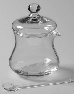 Princess House Crystal Heritage Condiment Jar & Lid with Spoon   Gray Cut Floral