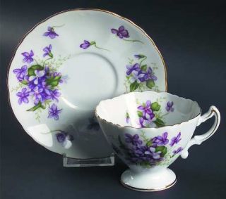 Rossetti Spring Violets Footed Cup & Saucer Set, Fine China Dinnerware   Purple