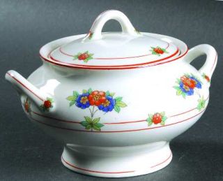 Syracuse Canterbury Sugar Bowl & Lid, Fine China Dinnerware   Old,Floral Rim,Rus