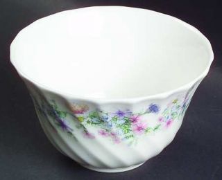 Wedgwood Angela Open Rice/Sugar Bowl, Fine China Dinnerware   Pastel Flowers, Sw