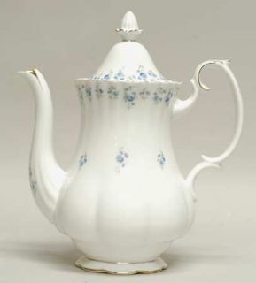 Royal Albert Memory Lane Coffee Pot & Lid, Fine China Dinnerware   Blue Flower S