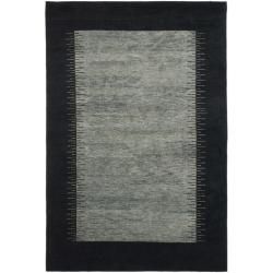 Hand knotted Gabeh Solo Grey/ Black Wool Rug (4 X 6)