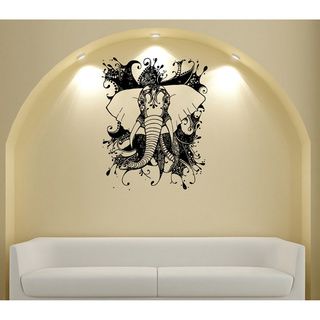 Abstract Elephant Vinyl Wall Decal (Glossy blackEasy to applyDimensions 25 inches wide x 35 inches long )
