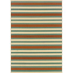 Blue/ Orange Outdoor Rug (86 X 13)