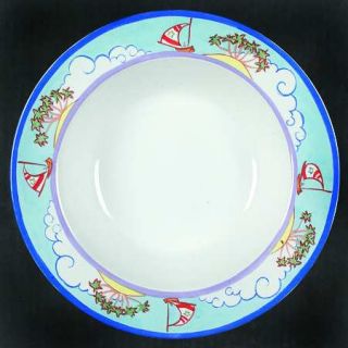 Magnolia Nautical Compass Large Rim Soup Bowl, Fine China Dinnerware   Marcia Ra