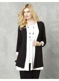 Catherines Plus Size AnyWear Layered Cardigan   Womens Size 1X, Black