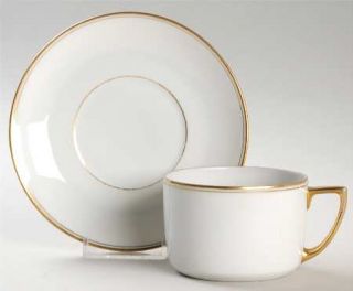 Altrohlau Alt19 Flat Cup & Saucer Set, Fine China Dinnerware   White & Gold, Sma
