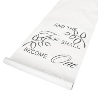 White Two Shall Become One Aisle Runner   36 X 100