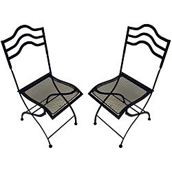 Black Squiggle top Folding Chairs (set Of 2)