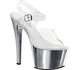 Womens Pleaser Sky 308   Clear/Silver Chrome Dress Shoes