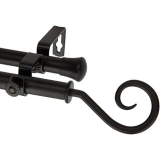 ROD DESYNE Double Curtain Rod with Curl Finials, Black
