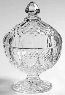 Cristal DArques Durand Longchamp Footed Candy Dish with Lid   Clear, Cut