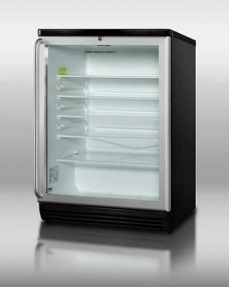 Summit Refrigeration Beverage Merchandiser w/ Auto Defrost, Glass Shelf & Double Pane Door, Black, 5.5 cu ft
