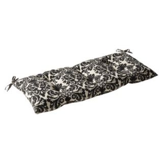 Outdoor Tufted Bench/Loveseat/Swing Cushion   Black/Cream Floral
