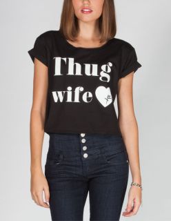 Thug Wife Womens Crop Tee Black In Sizes Small, X Small, X Lar
