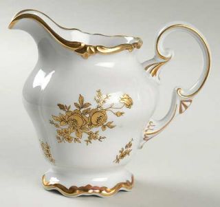 Weimar 17010 Creamer, Fine China Dinnerware   Katharina,Gold Roses,Thick Gold Tr