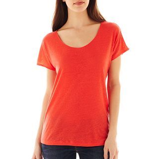 I Jeans By Buffalo Short Sleeve Lace Inset Tee, Coral Nectar, Womens