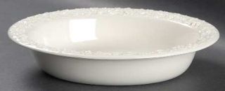 Wedgwood Cream Color On Cream Color (Plain Edge) 9 Oval Vegetable Bowl, Fine Ch