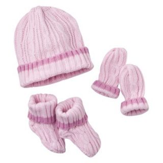 Luvable Friends Newborn Girls Knit Hat, Mitten and Bootie Set   Pink 0 6 M