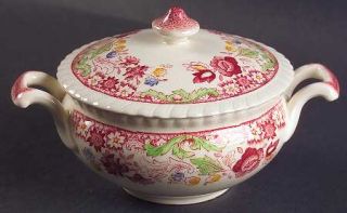 Johnson Brothers Winchester Pink (Rope Edge) Sugar Bowl & Lid, Fine China Dinner