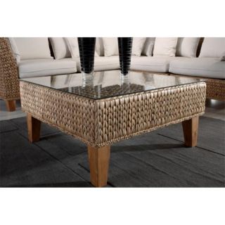 Hospitality Rattan Seagrass Coffee Table with Glass   Natural Multicolor   414 