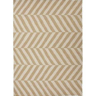 Handmade Flat Weave Stripe Pattern Brown Rug (5 X 8)