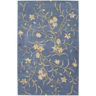 Nourison Hand tufted Julian Floral Light Blue Wool Rug (53 X 83)