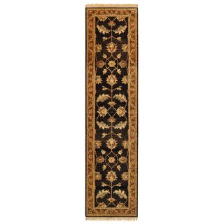 India Peshawar Hand knotted Wool And Silk Pile Rug (26 X 10 Runner)