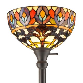 Amora Lighting Tiffany Style Peacock 1 light Torchiere Lamp
