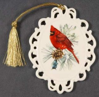 Lenox China Winter Greetings Ornament, Fine China Dinnerware   Red Ribbons, Bird