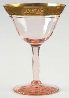 Tiffin Franciscan Minton Pink Champagne/Tall Sherbet   Stem #14196, Gold Encrust