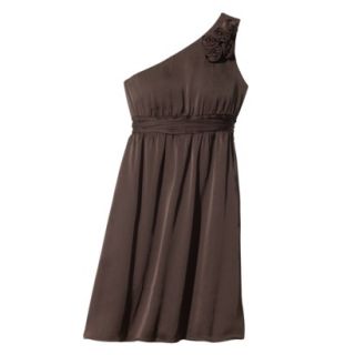 TEVOLIO Womens Satin One Shoulder Rosette Dress   Brown   8