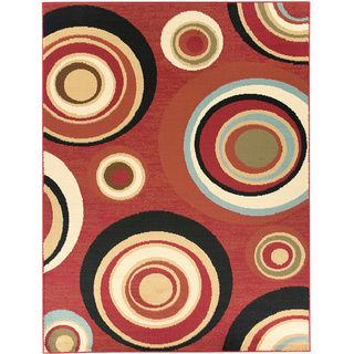 Contemporary Abstract Design Dark Red Rug (53 X 7)