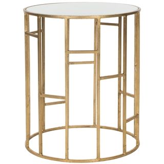 Safavieh Treasures Doreen Gold/ White Top Accent Table (Gold and white topMaterials Iron and glassDimensions 21 inches high x 17.5 inches wide x 17.5 inches deepThis product will ship to you in 1 box.Assembly Required )