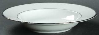 Furstenberg Silverdale Rim Soup Bowl, Fine China Dinnerware   White & Platinum