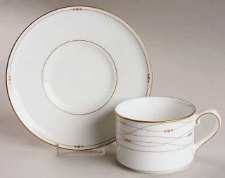 Royal Doulton Precious Gold Flat Cup & Saucer Set, Fine China Dinnerware   Bone,