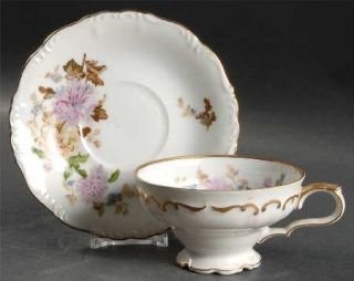 Halsey Autumn Dawn Footed Cup & Saucer Set, Fine China Dinnerware   Pink & Brown