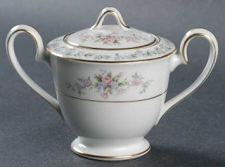 Noritake Barton Sugar Bowl & Lid, Fine China Dinnerware   Blue Flower Laurel, Pa