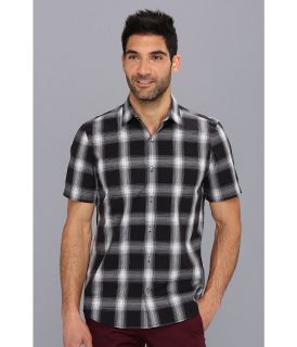 Perry Ellis Slim Fit Contrast Ombre S/S Shirt Mens Short Sleeve Button Up (Black)