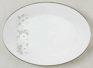 Noritake Grace 12 Oval Serving Platter, Fine China Dinnerware   White & Gray Fl