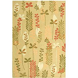 Handmade Ferns Contemporary Taupe Wool Rug (79 X 99) (BeigePattern FloralMeasures 0.625 inch thickTip We recommend the use of a non skid pad to keep the rug in place on smooth surfaces.All rug sizes are approximate. Due to the difference of monitor colo